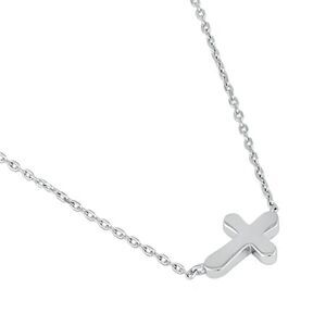 New Sterling Silver Casual Sideways Cross Casual Necklace